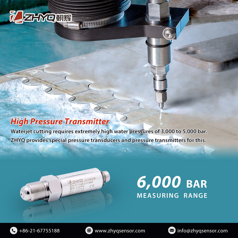 Water jet cutting pressure transmitter